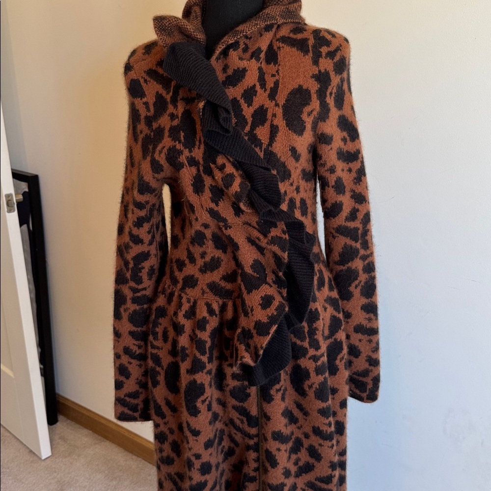 Betsey Johnson Chocolate Knit Top animal print.